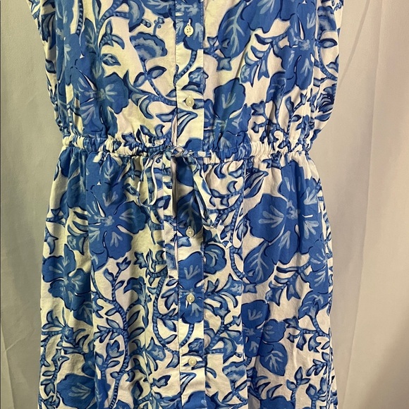 Vineyard Vines Tide Blue Floral Print Sleeveless Ruffle Hem Midi Dress - Picture 7 of 16